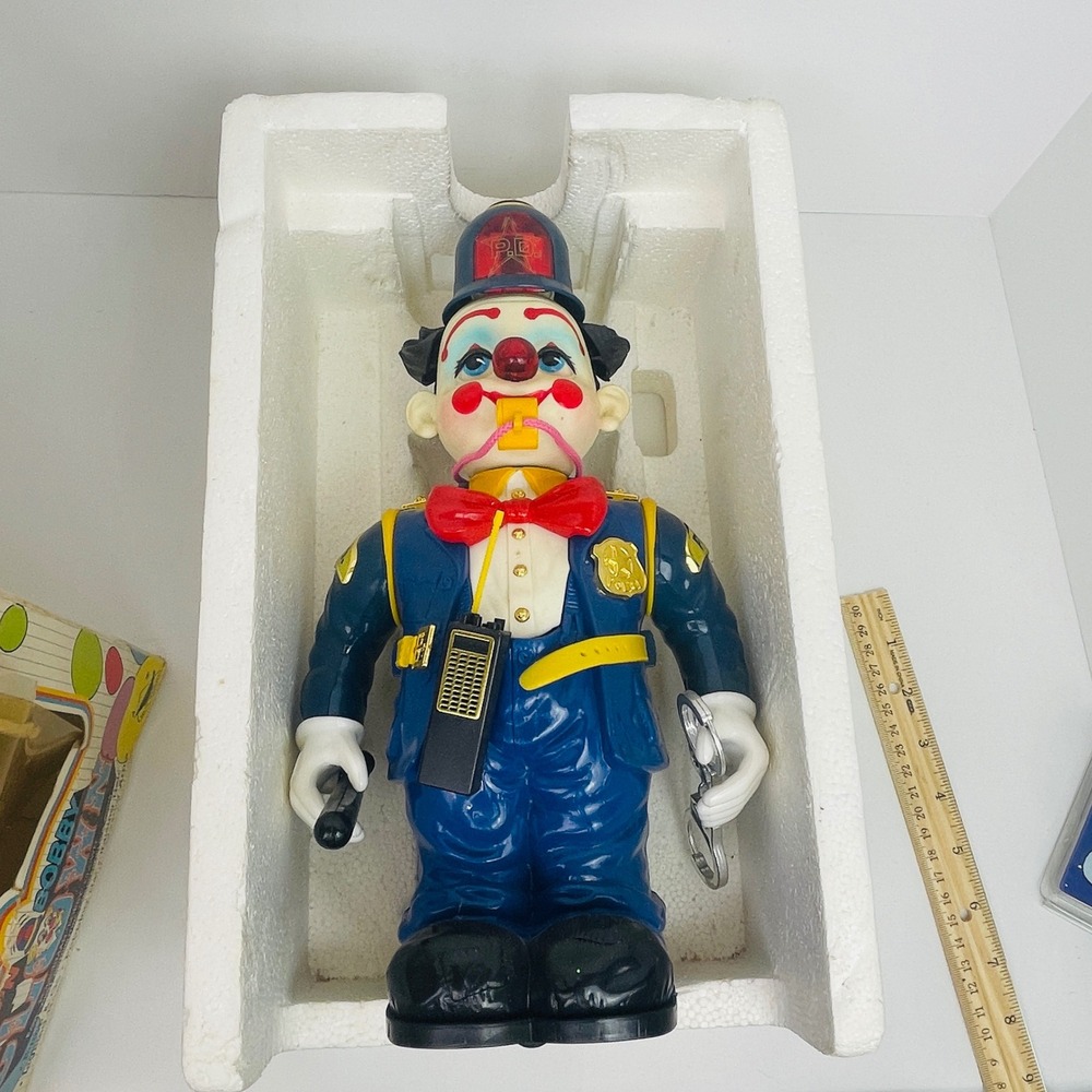 New Bright Bump N Bobby Clown Toy Blue Policeman 1989 Vintage Untested For Parts - Picture 10 of 16